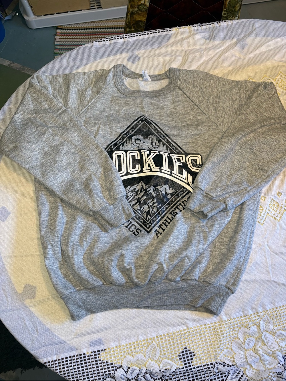 Vintage Rockies Graphic Crewneck Sweatshirt - Gray